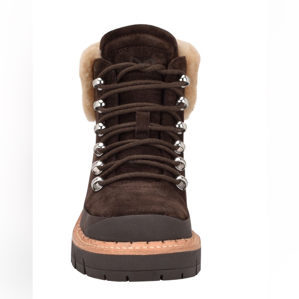 💥NWT💥 Marc Fisher LTD Cade Genuine Shearling Cuff Lace-up Boot - Picture 4 of 15